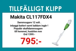 Makita CL117FDX4 Dammsugare, laddbar