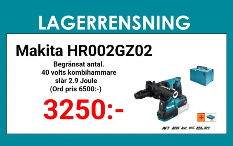 Makita HR002GZ02 Kombihammare 40V, slagkraft 2,9 J