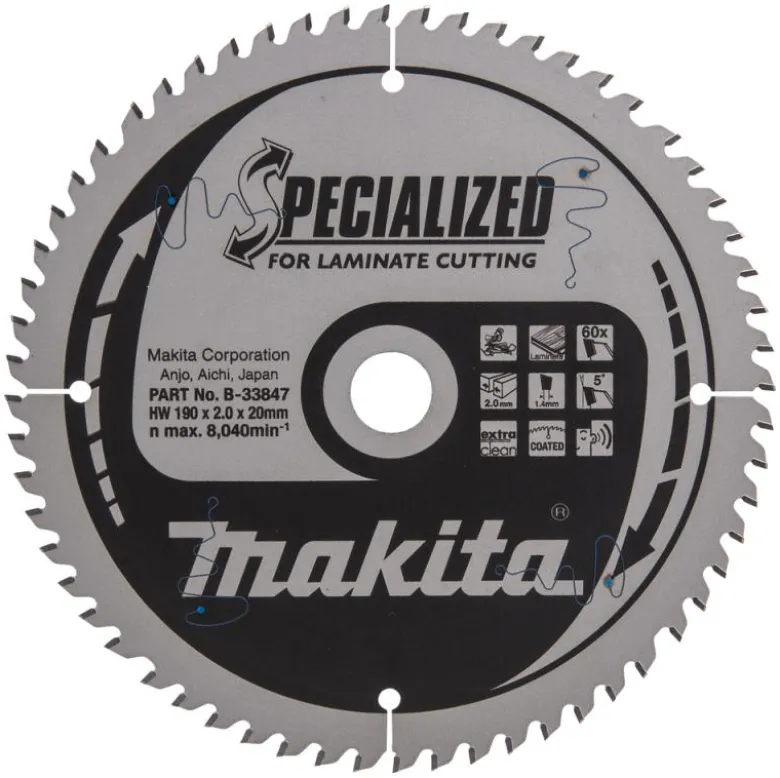 Sågklinga Laminat 190x20x2,0 60T Specialized